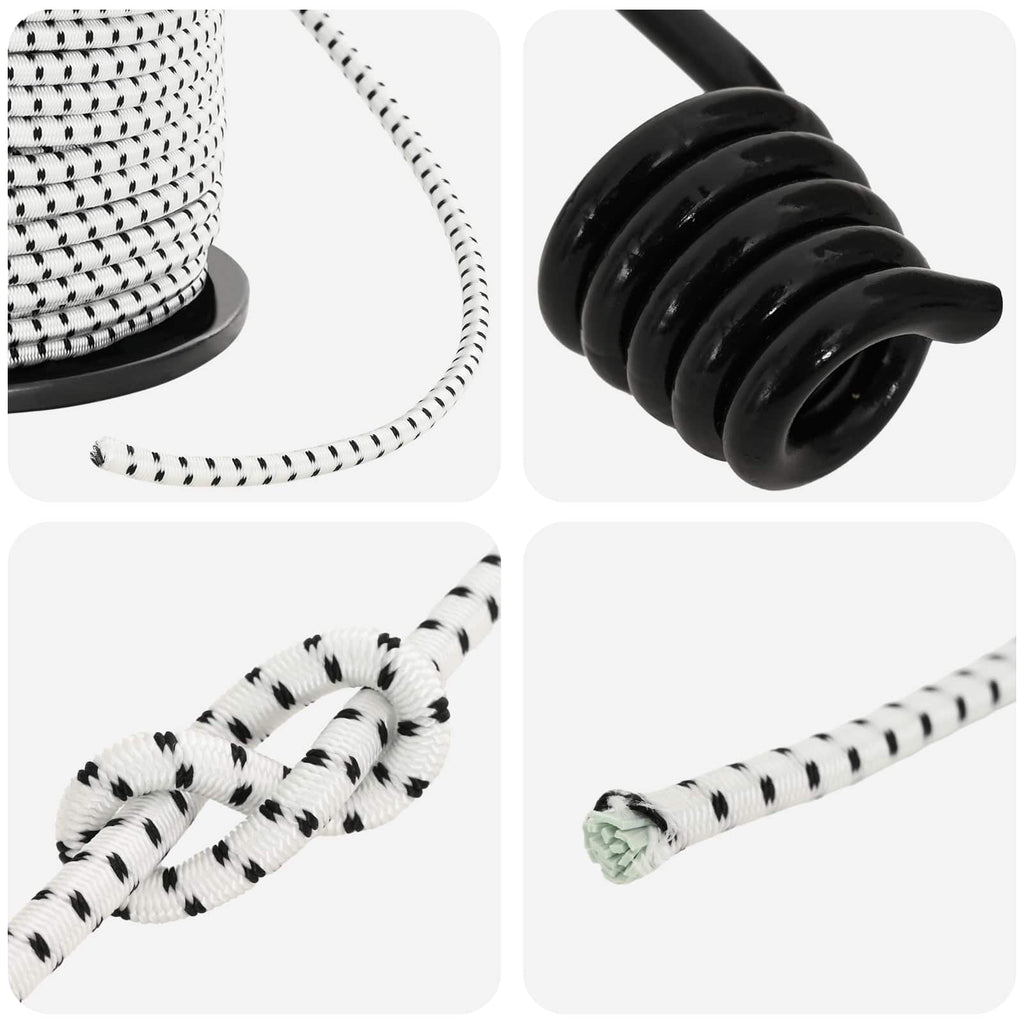 vidaXL Liny bungee z hakami 6 mm Czarny i Biały PP i guma