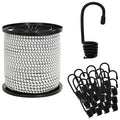 vidaXL Liny bungee z hakami 6 mm Czarny i Biały PP i guma