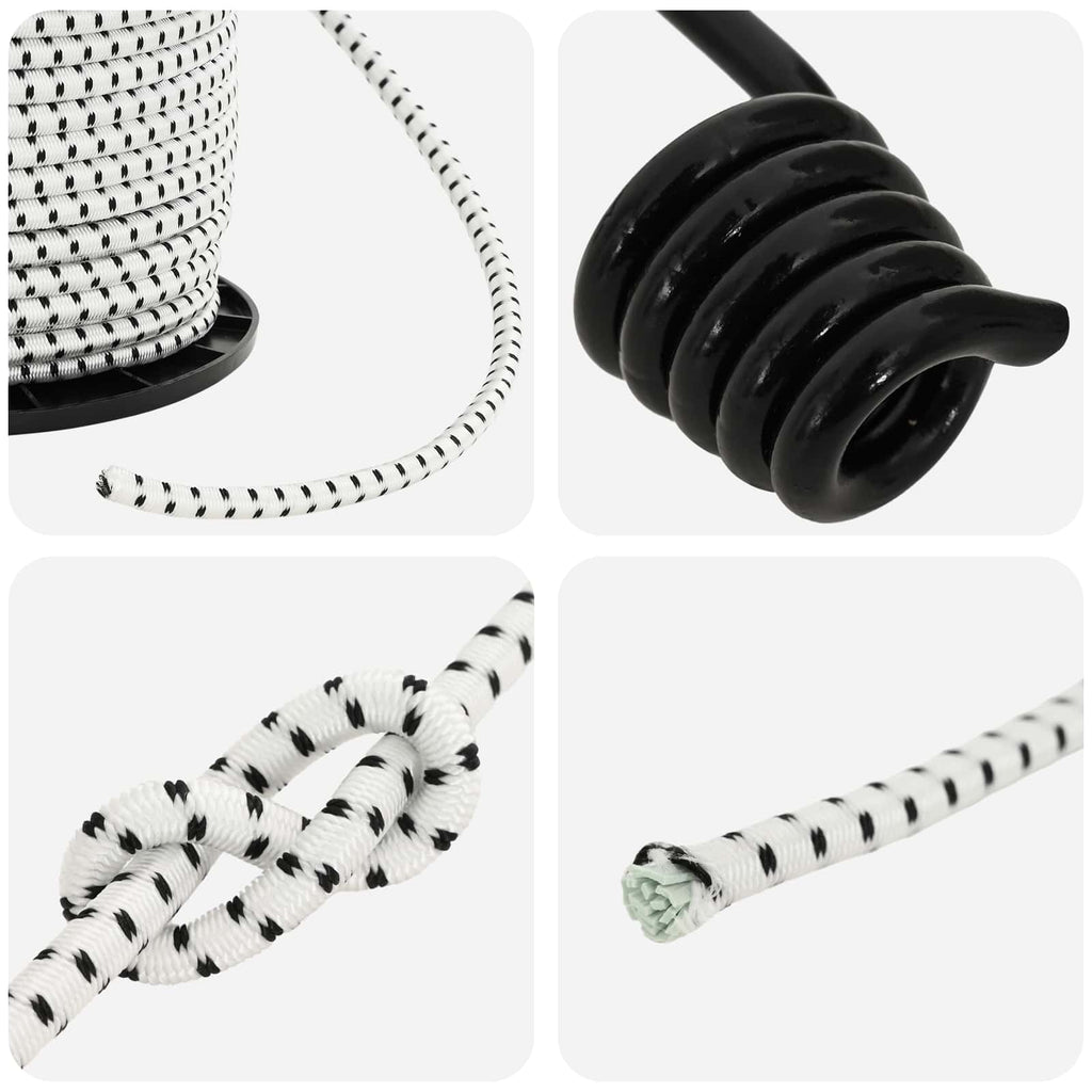 vidaXL Liny bungee z hakami 6 mm Czarny i Biały PP i guma
