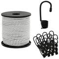 vidaXL Liny bungee z hakami 6 mm Czarny i Biały PP i guma