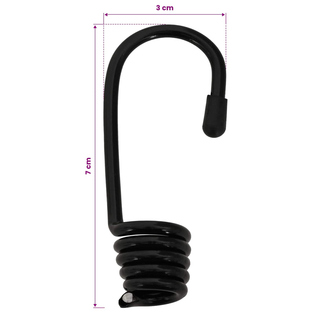 vidaXL Liny bungee z hakami 6 mm Czarny i Biały PP i guma