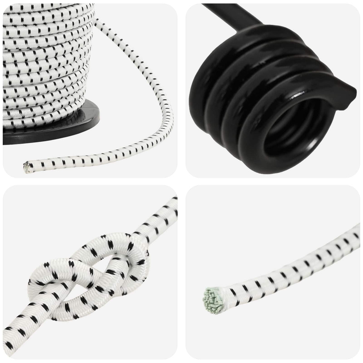 vidaXL Liny bungee z hakami 8 mm Czarny i Biały PP i guma