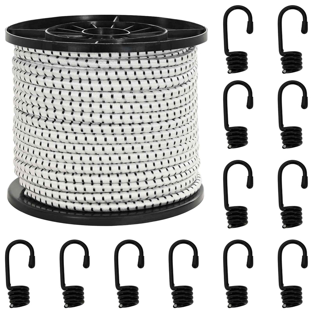 vidaXL Liny bungee z hakami 8 mm Czarny i Biały PP i guma