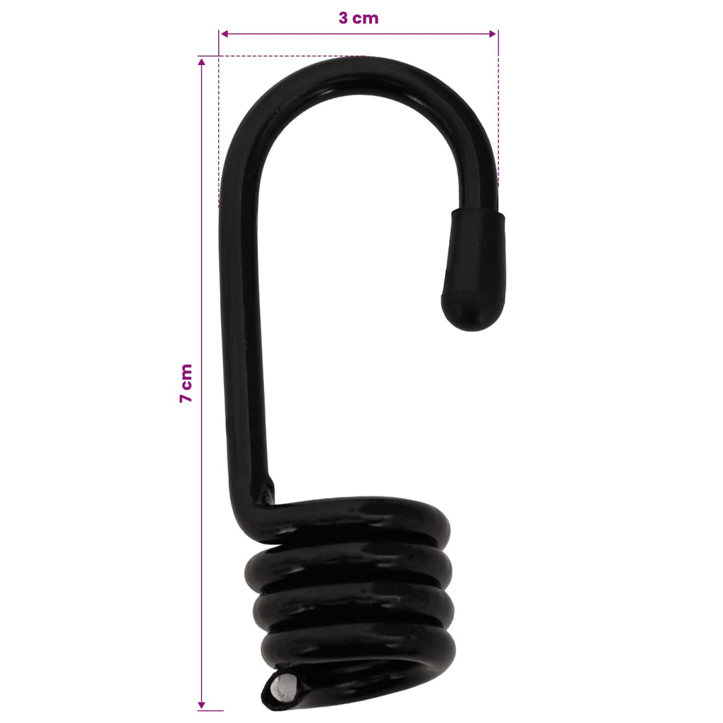 vidaXL Liny bungee z hakami 8 mm Czarny i Biały PP i guma