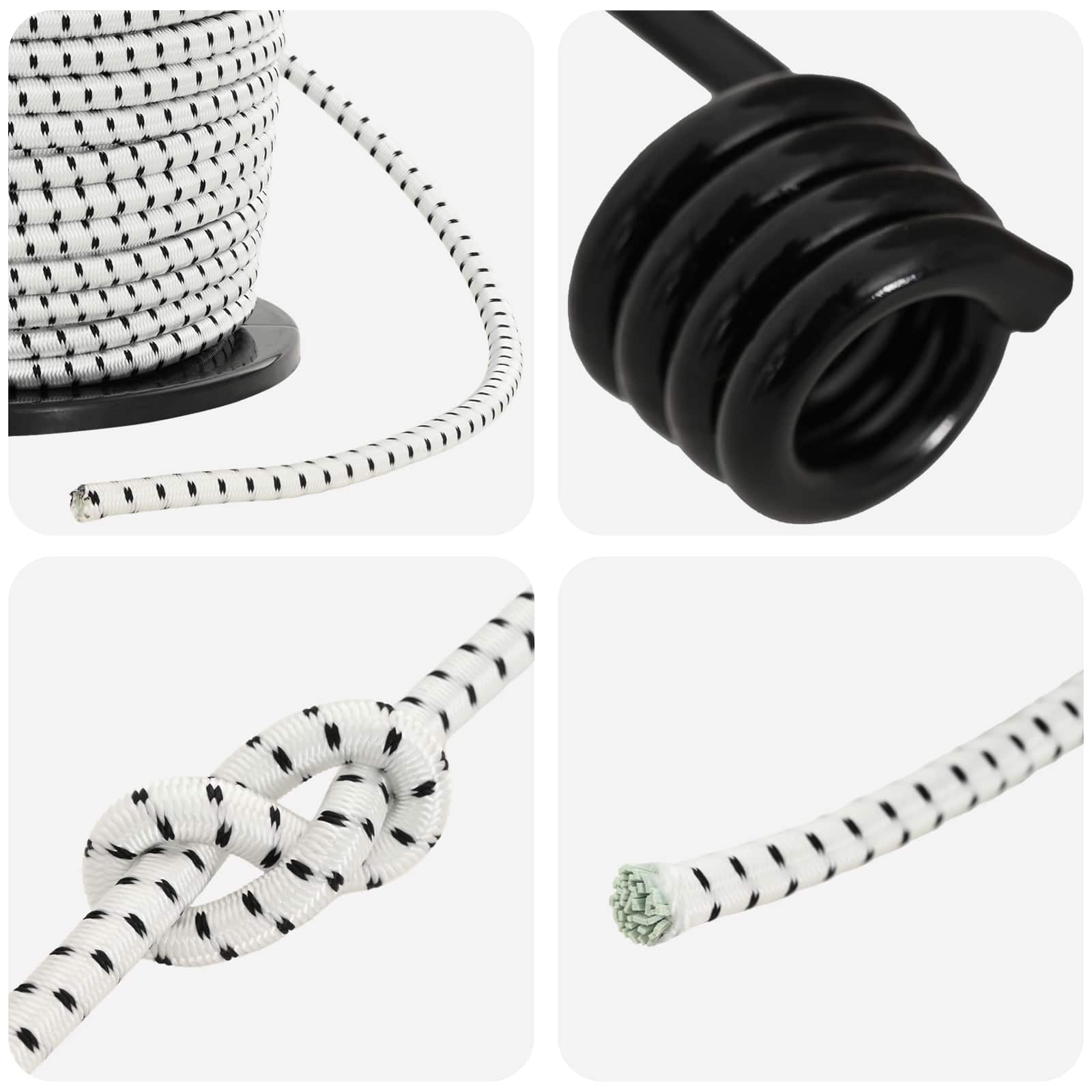 vidaXL Liny bungee z hakami 8 mm Czarny i Biały PP i guma