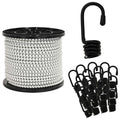 vidaXL Liny bungee z hakami 8 mm Czarny i Biały PP i guma