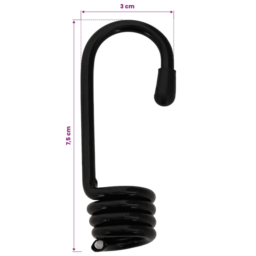 vidaXL Liny bungee z hakami 10 mm Czarny i Biały PP i guma