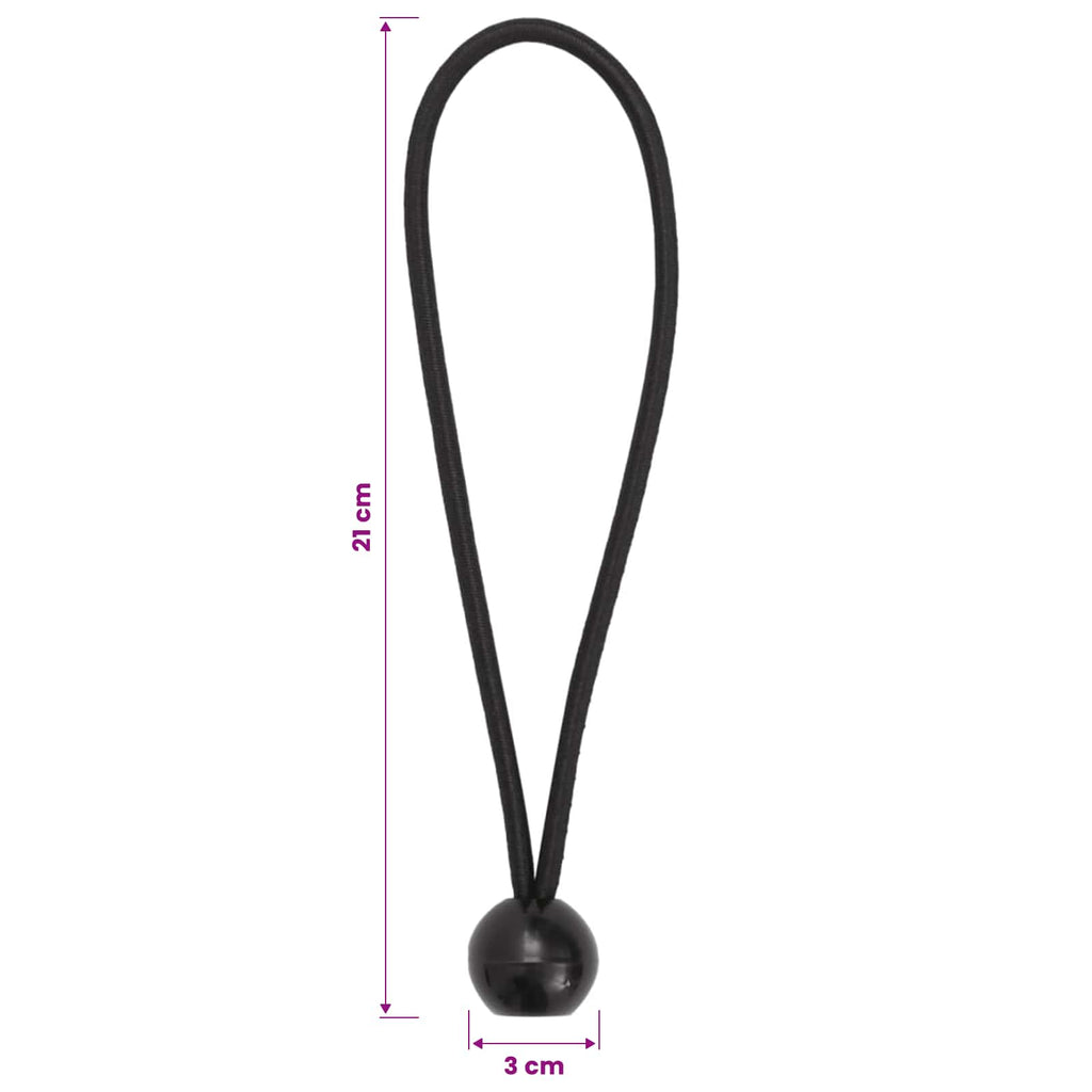 vidaXL Liny Bungee z Kulami 24 szt. Czarny 4 mm x 22 cm polipropylen