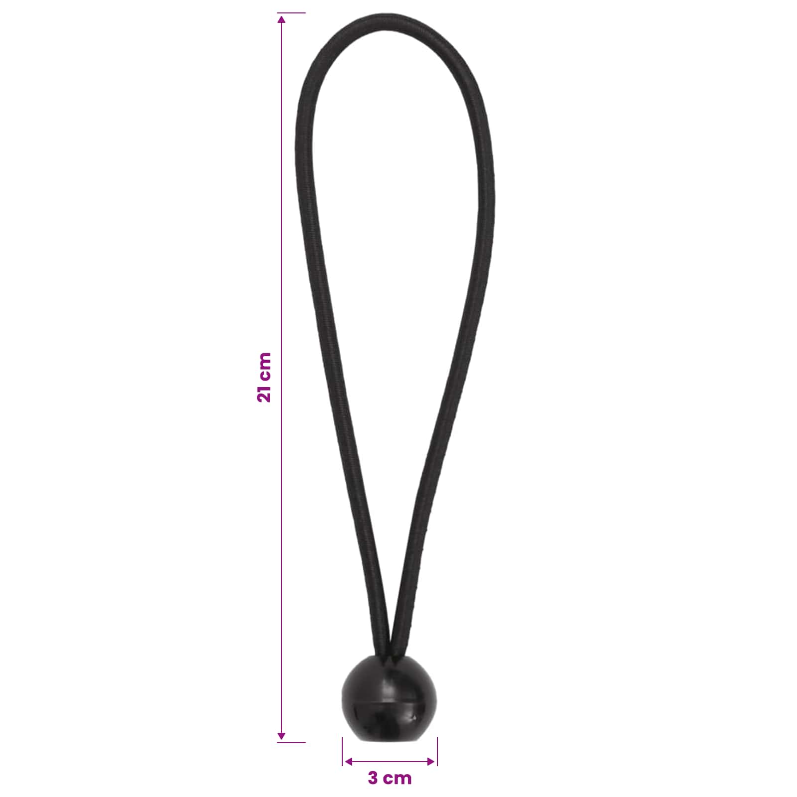 vidaXL Liny Bungee z Kulami 24 szt. Czarny 4 mm x 22 cm polipropylen