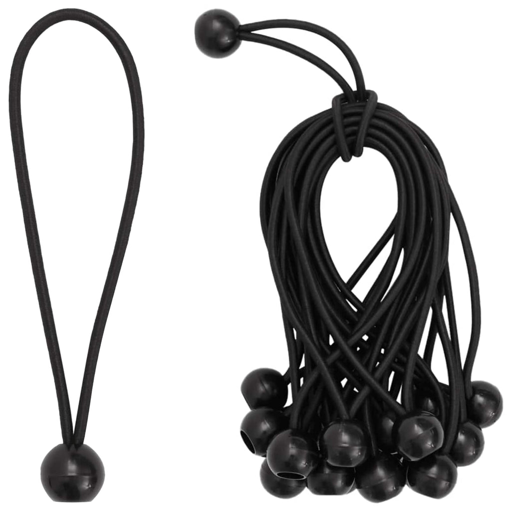vidaXL Liny Bungee z Kulami 100 szt. Czarny 4 mm x 22 cm polipropylen