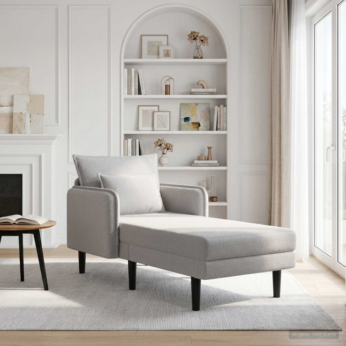 vidaXL Duży szezlong jasnoszary Bouclé