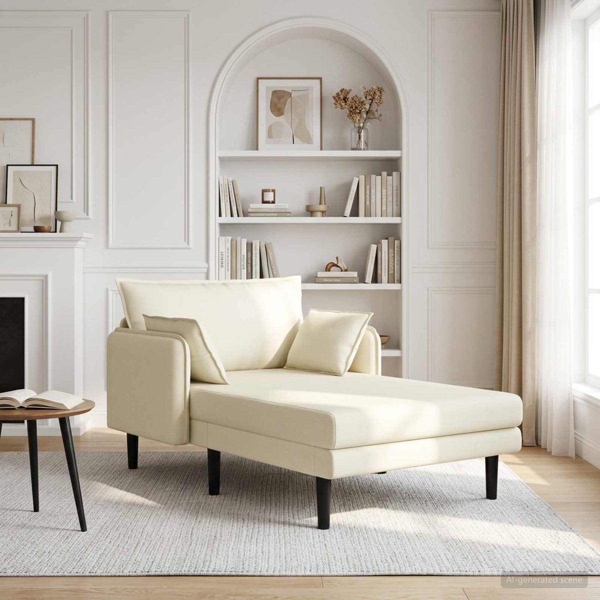 vidaXL Duży szezlong kremowy Tkanina sztruksowa