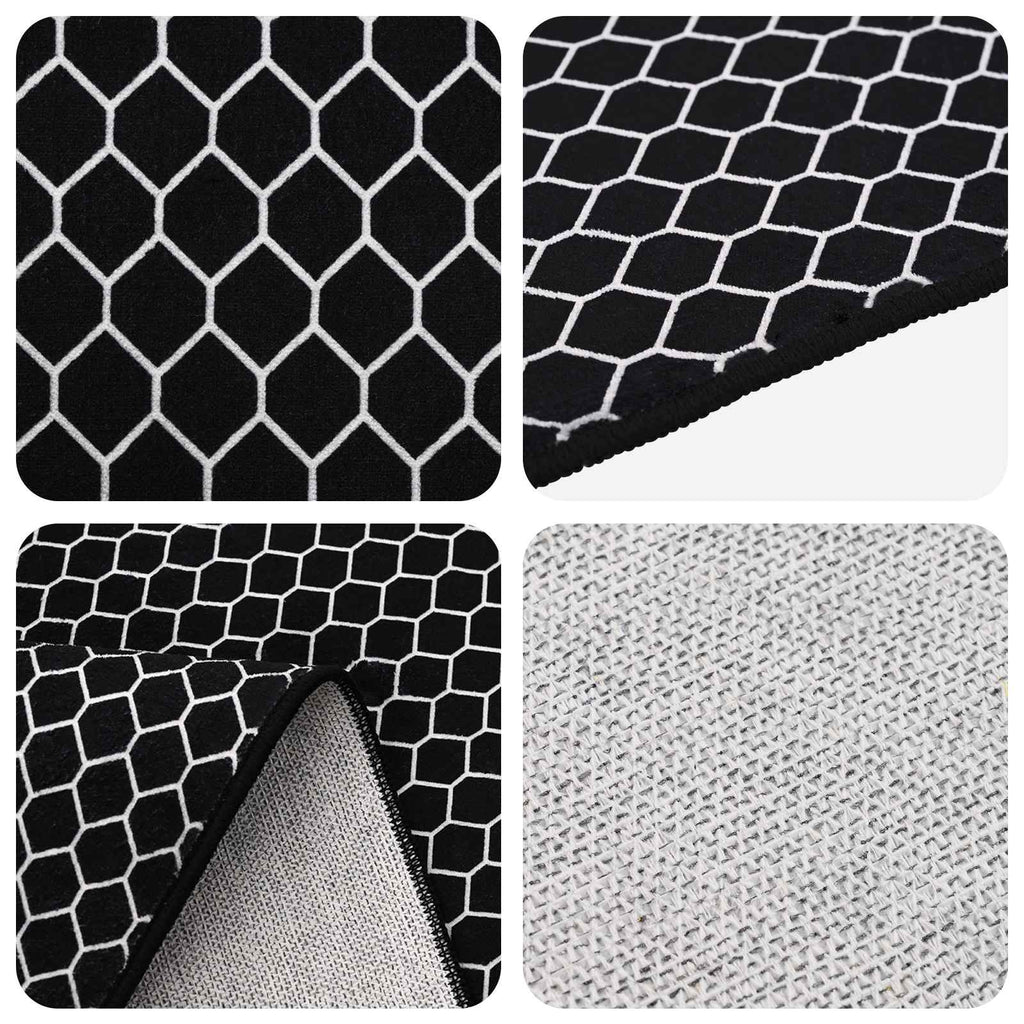 vidaXL Dywan ORIZ Czarny wzór siatki 300 x 400 cm 100% poliester