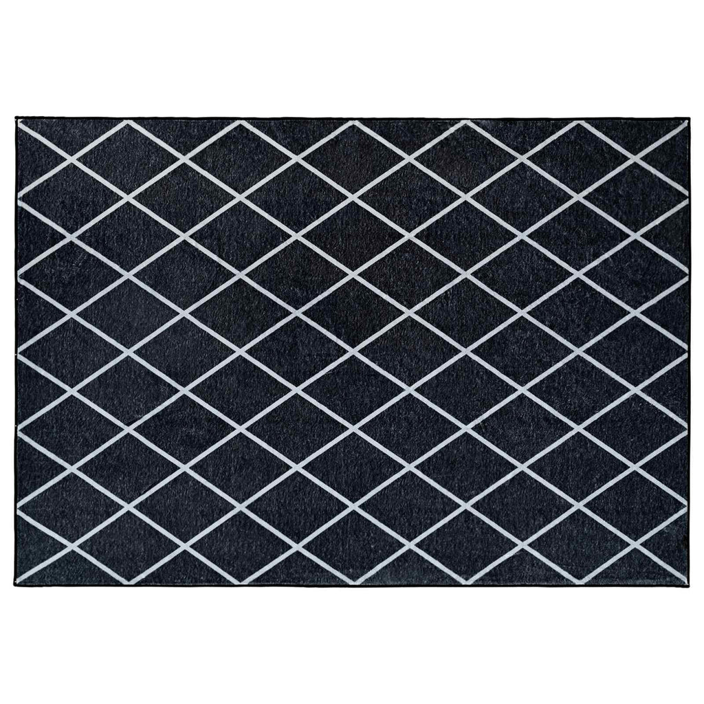 vidaXL Dywan ORIZ Czarny wzór diamentowy 120 x 170 cm 100% poliester