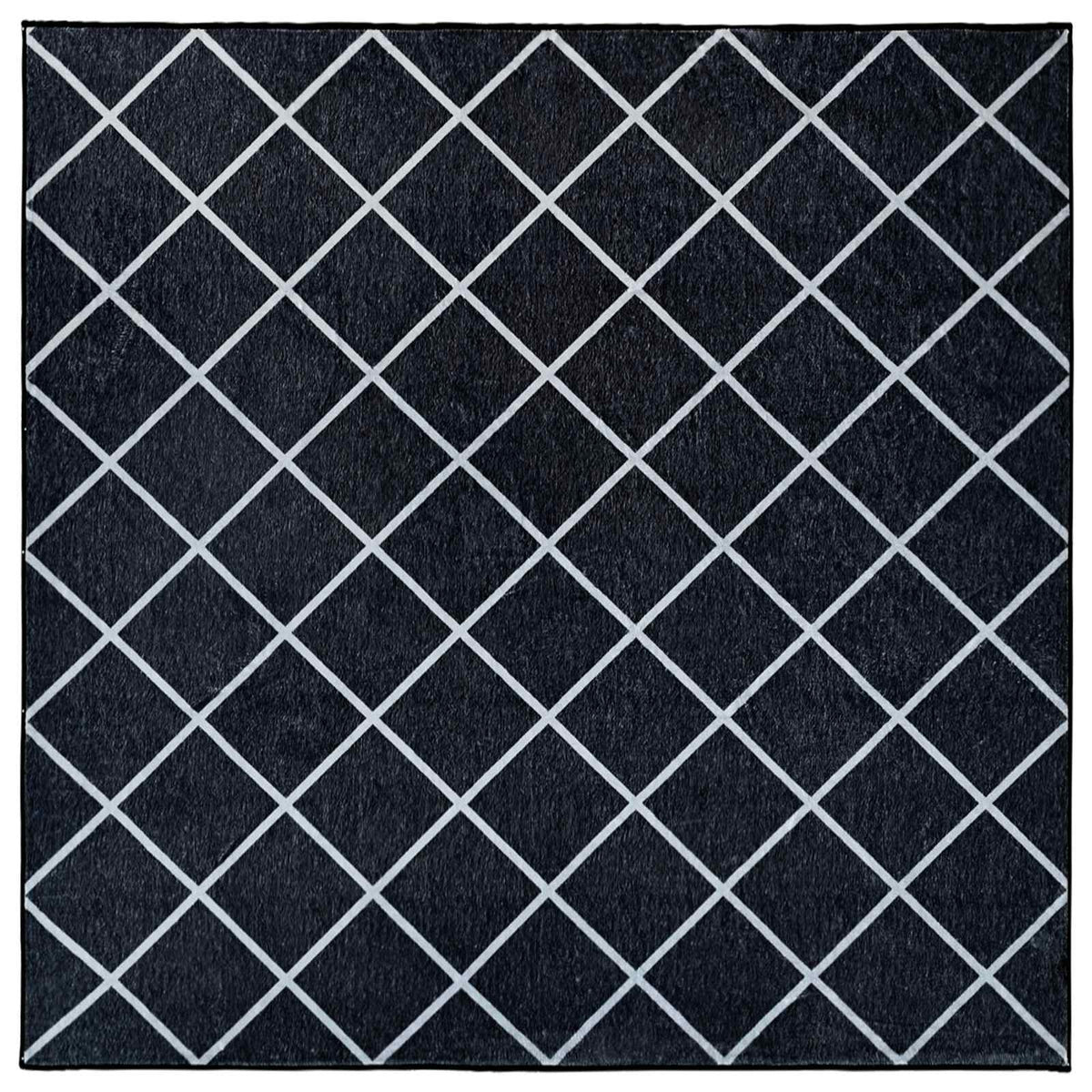 vidaXL Dywan ORIZ Czarny wzór diamentowy 200 x 200 cm 100% poliester