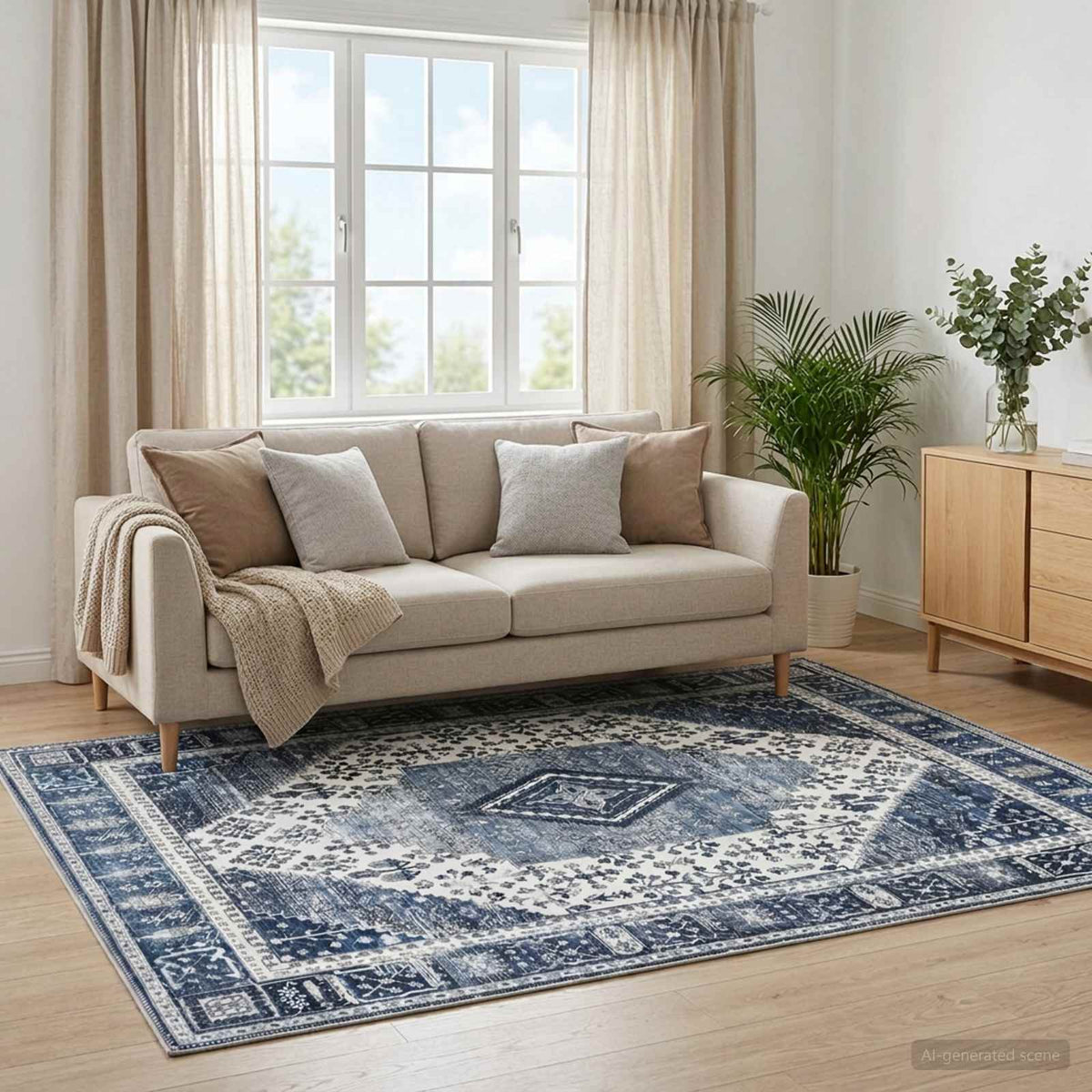 vidaXL Dywan ORIZ Ciemnoniebieski 80 x 150 cm 100% poliester