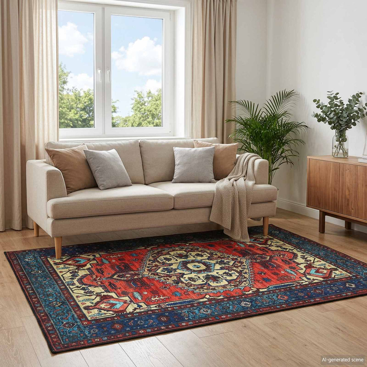 vidaXL Dywan ORIZ czerwony 240 x 240 cm 100% poliester