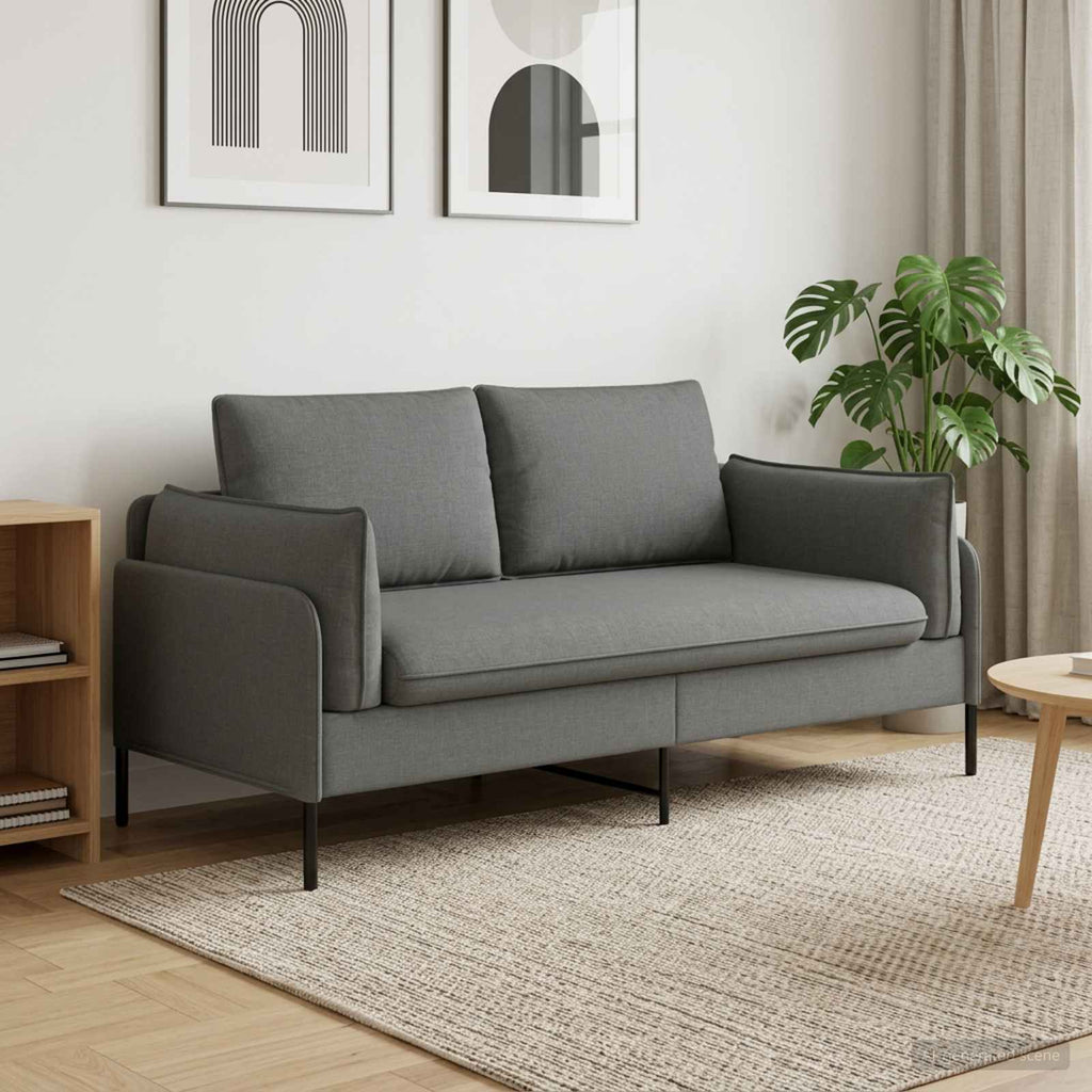 vidaXL Sofa dwuosobowa ciemnoszary 188 x 81 x 89 cm tkanina