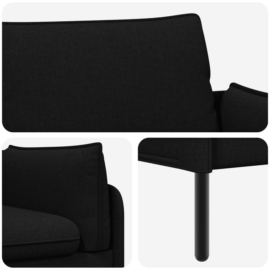 vidaXL Sofa dwuosobowa Czarny 188 x 81 x 89 cm tkanina