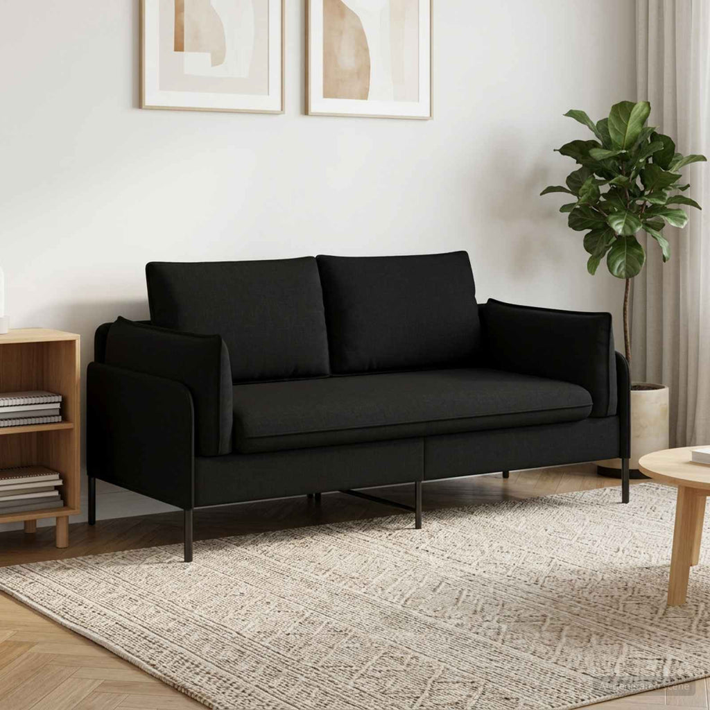 vidaXL Sofa dwuosobowa Czarny 188 x 81 x 89 cm tkanina