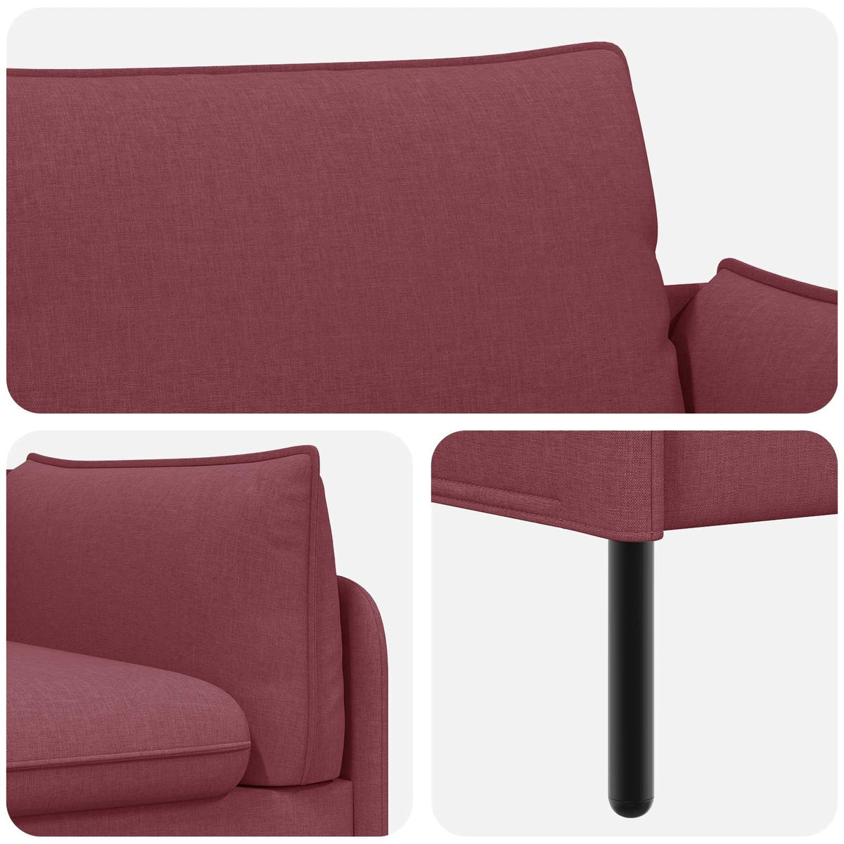 vidaXL Sofa dwuosobowa Czerwone wino 188 x 81 x 89 cm tkanina
