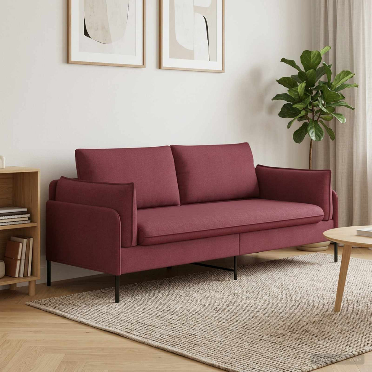 vidaXL Sofa dwuosobowa Czerwone wino 188 x 81 x 89 cm tkanina