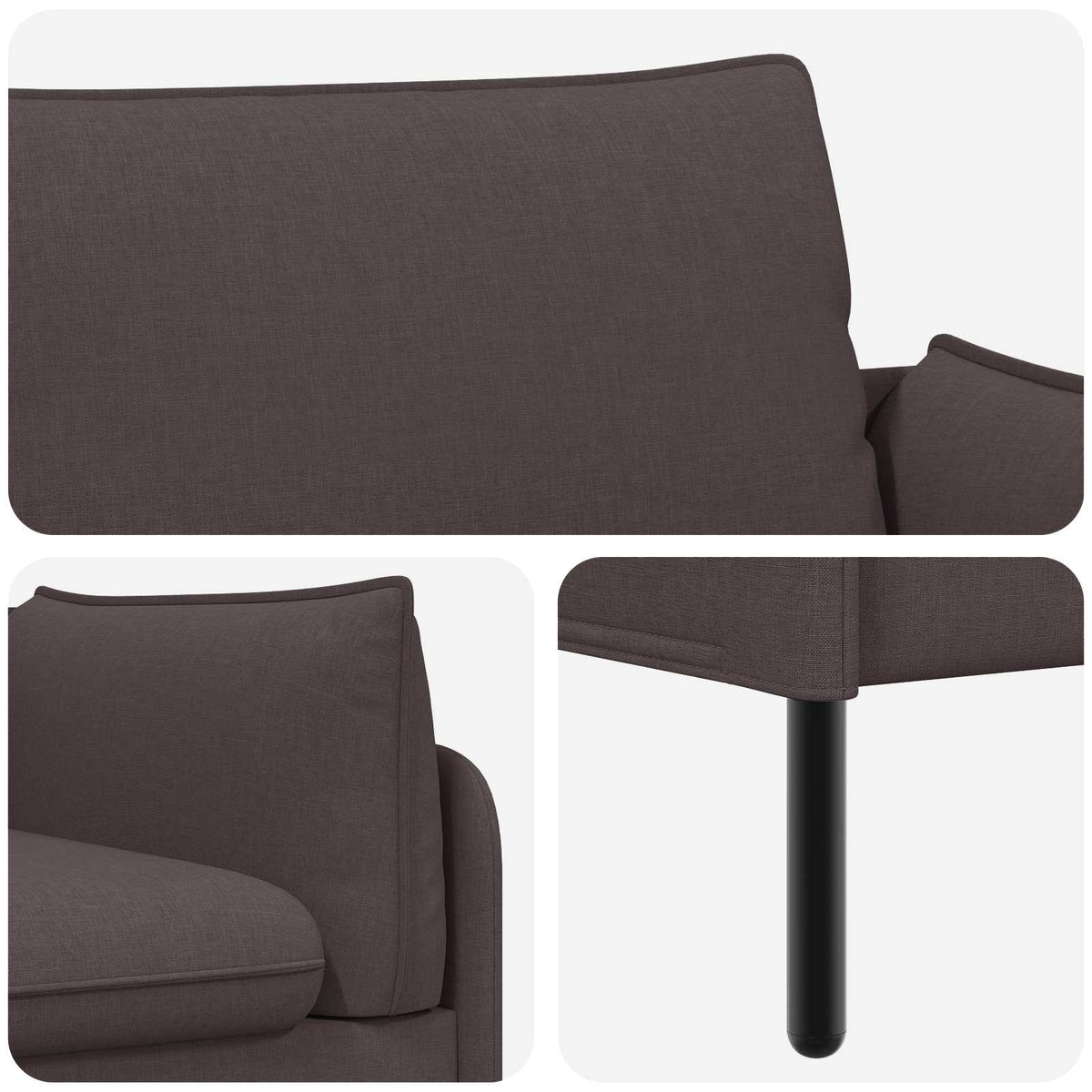 vidaXL Sofa dwuosobowa Ciemny brąz 188 x 81 x 89 cm tkanina