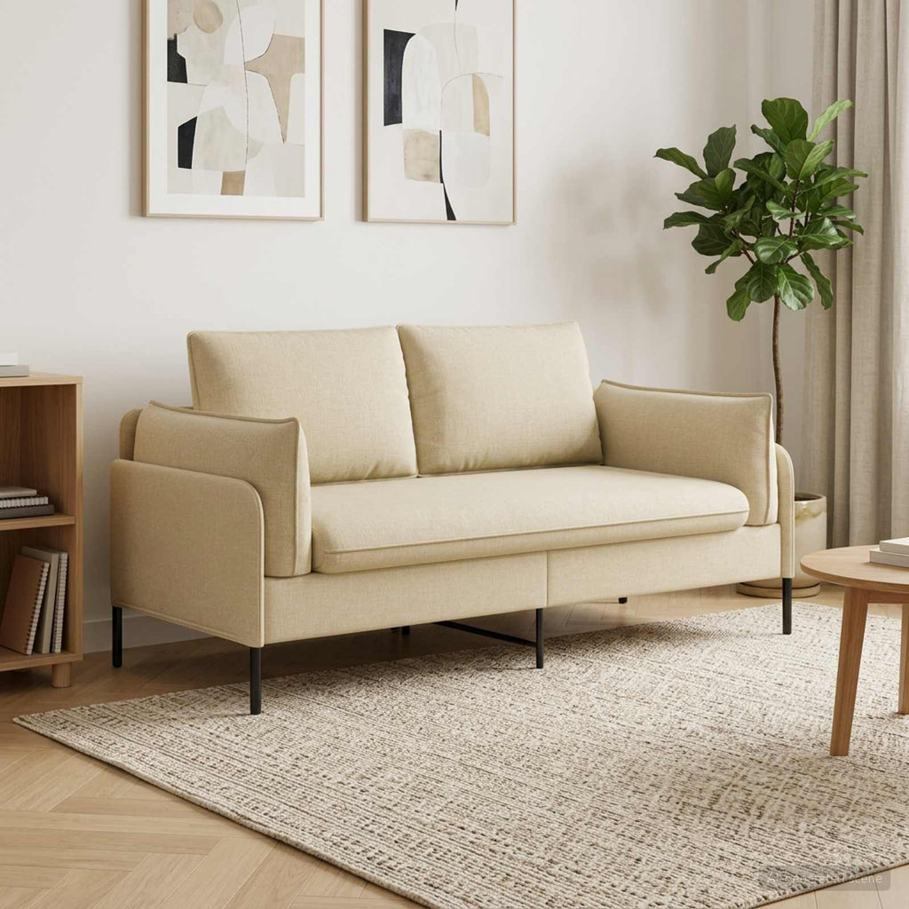 vidaXL Sofa dwuosobowa kremowy 188 x 81 x 89 cm tkanina