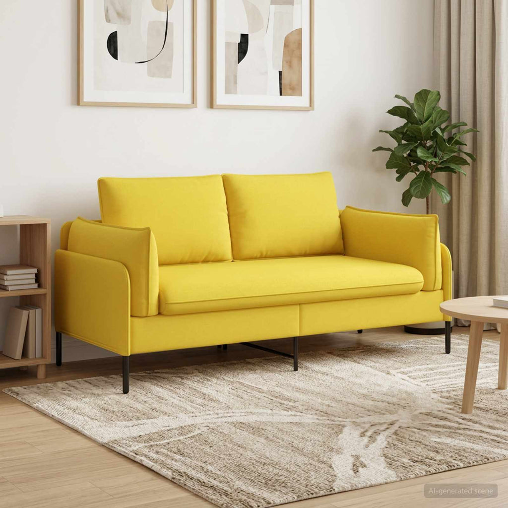 vidaXL Sofa dwuosobowa Jasnożółty 188 x 81 x 89 cm tkanina