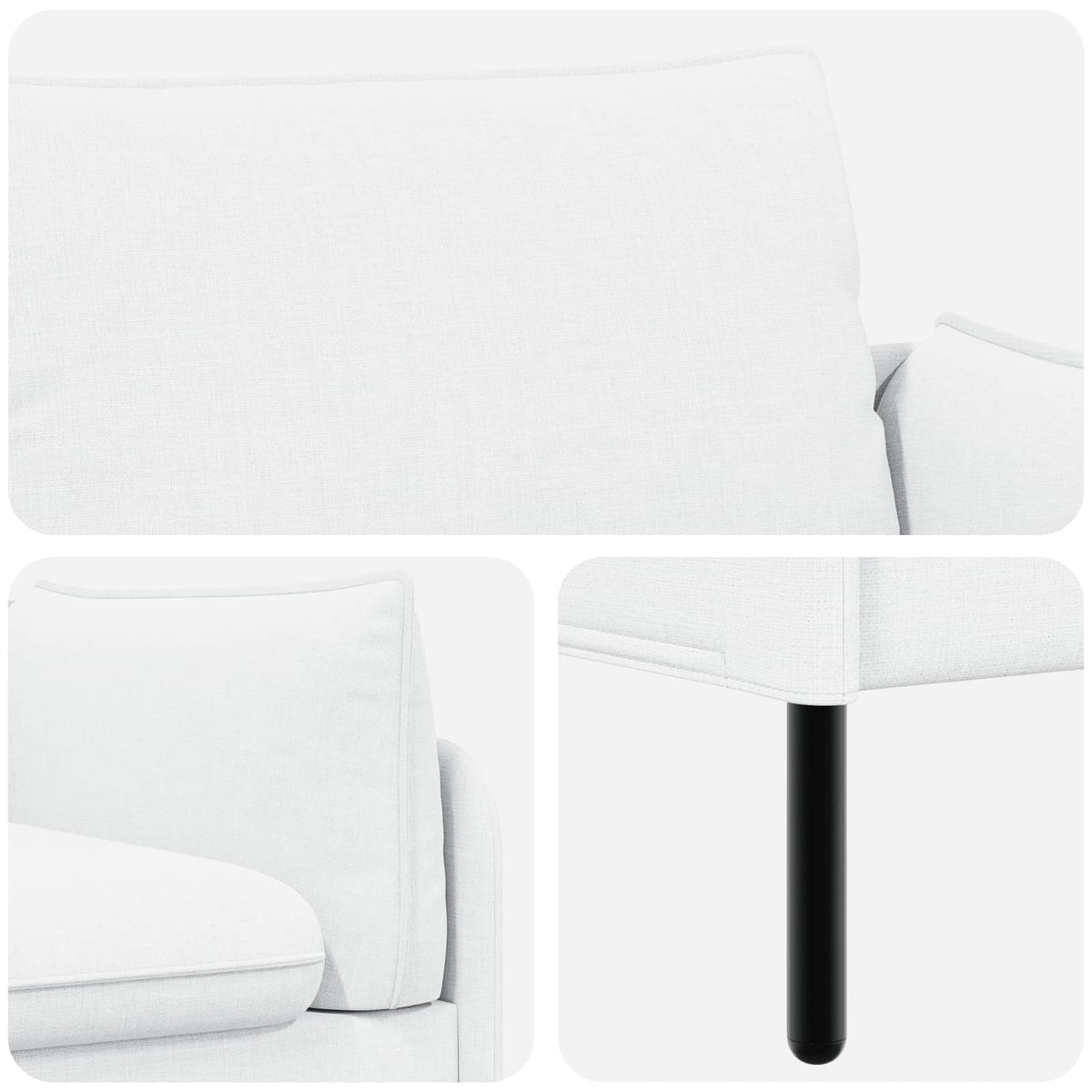 vidaXL Sofa dwuosobowa Biały 188 x 81 x 89 cm tkanina