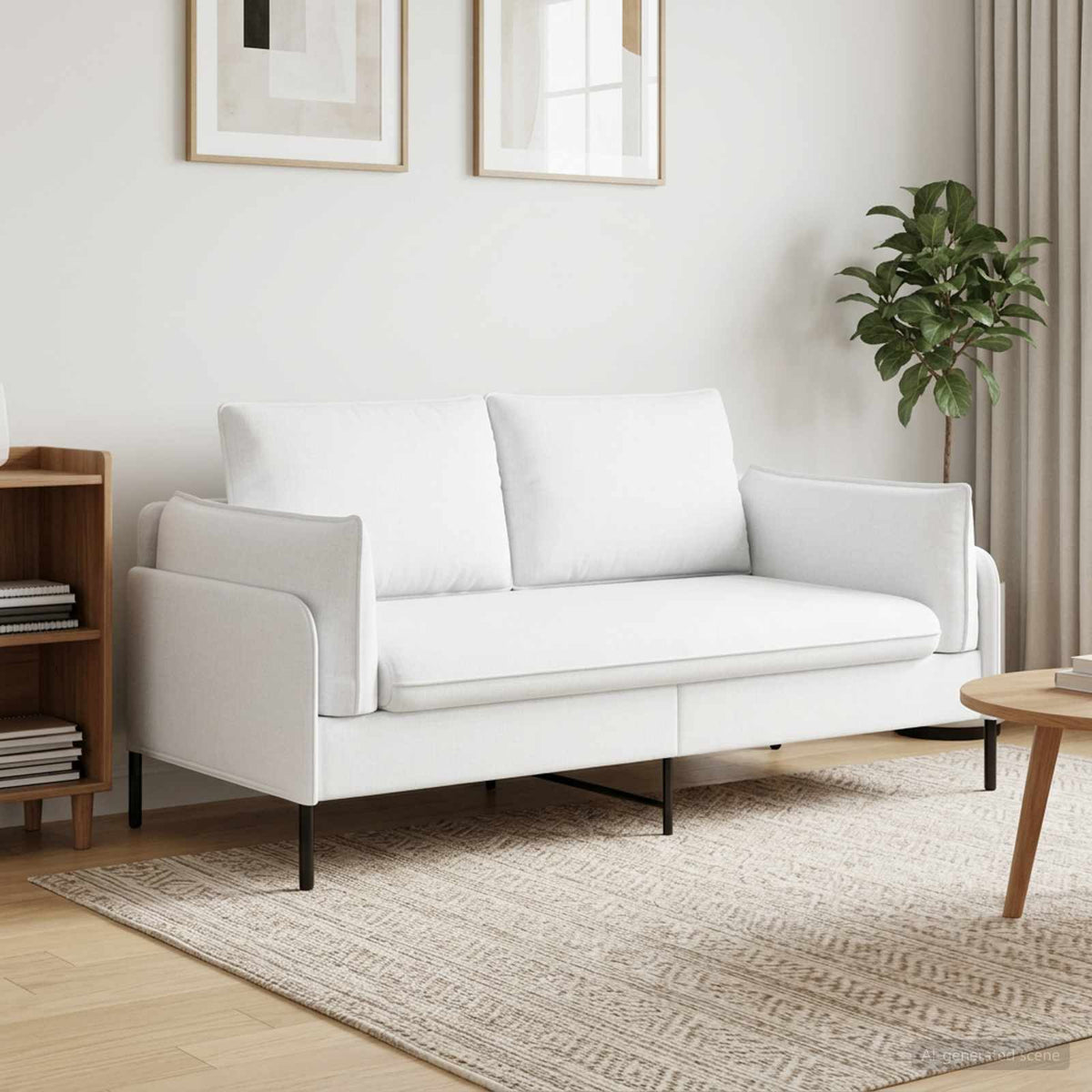 vidaXL Sofa dwuosobowa Biały 188 x 81 x 89 cm tkanina