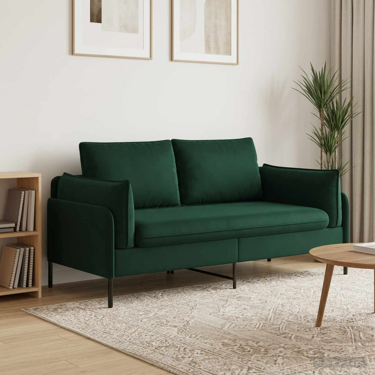 vidaXL Sofa dwuosobowa 2-osobowy Ciemnozielony 188 x 81 x 89 cm Welur