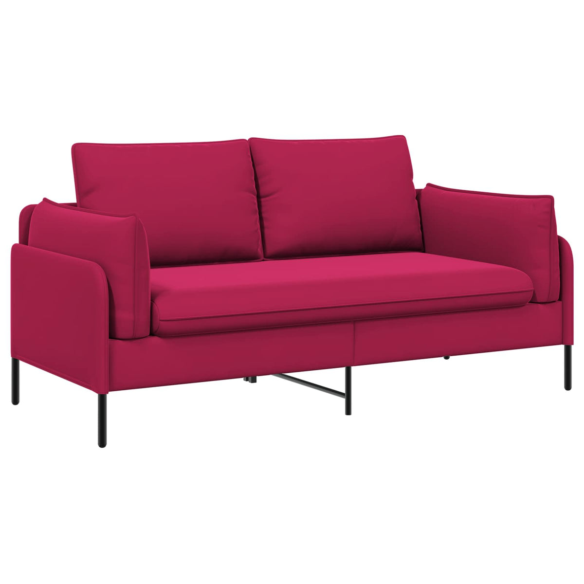 vidaXL Sofa dwuosobowa 2-osobowy Czerwone wino 188 x 81 x 89 cm Welur