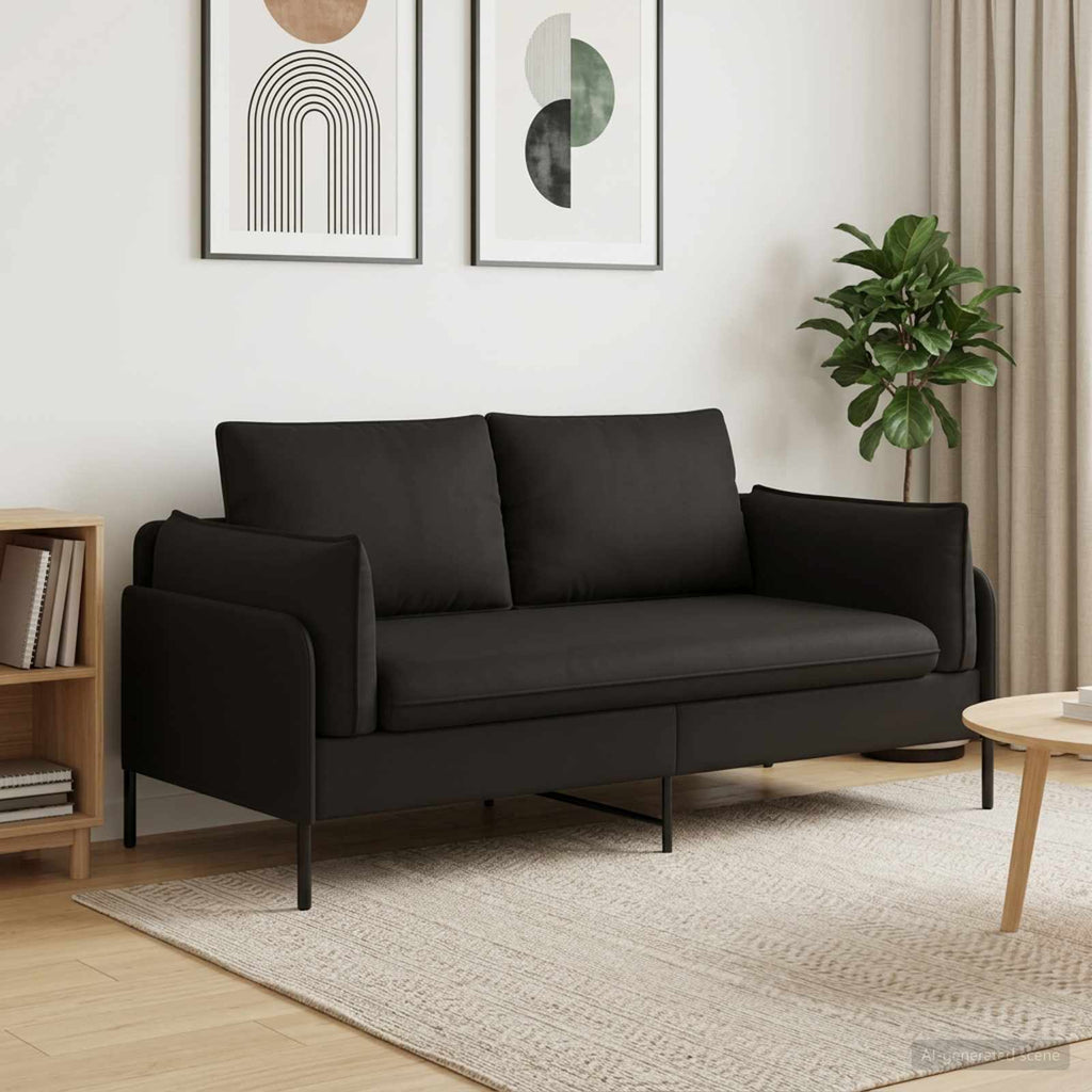 vidaXL Sofa dwuosobowa 2-osobowy Czarny 188 x 81 x 89 cm Welur