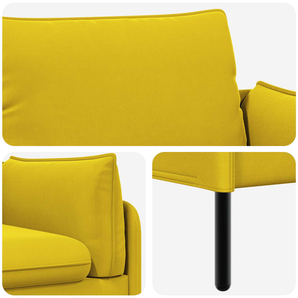 vidaXL Sofa dwuosobowa 2-osobowy żółty 188 x 81 x 89 cm Welur
