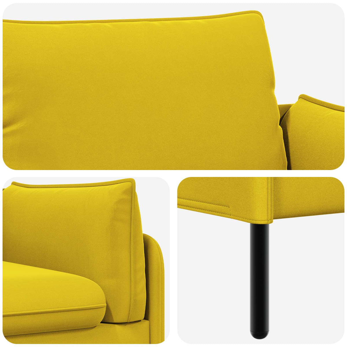 vidaXL Sofa dwuosobowa 2-osobowy żółty 188 x 81 x 89 cm Welur
