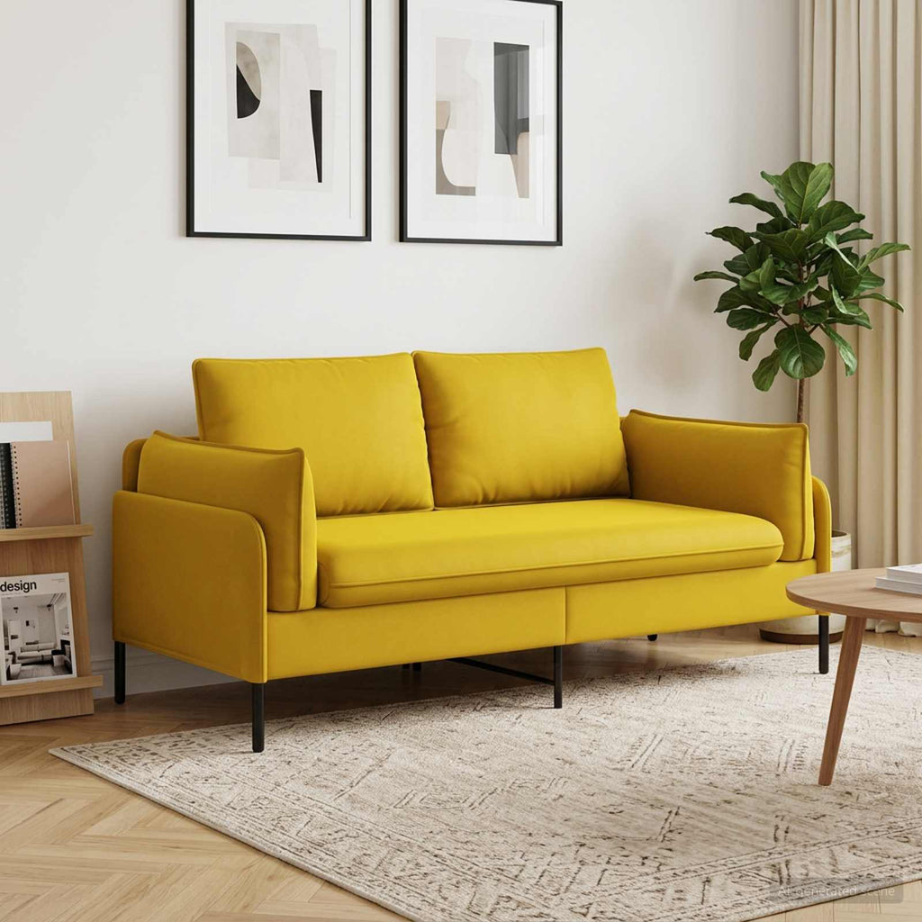 vidaXL Sofa dwuosobowa 2-osobowy żółty 188 x 81 x 89 cm Welur