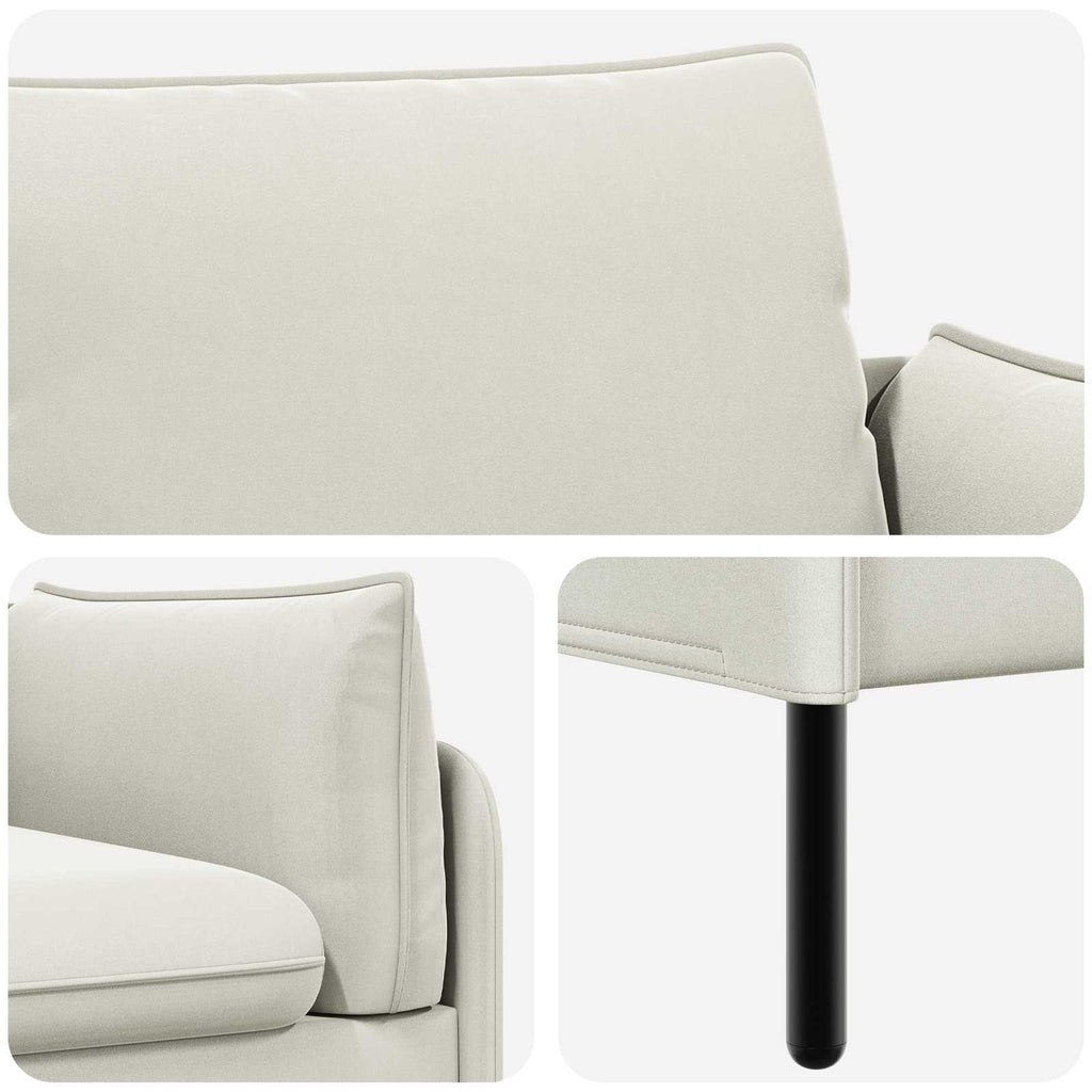 vidaXL Sofa dwuosobowa 2-osobowy kremowy 188 x 81 x 89 cm Welur