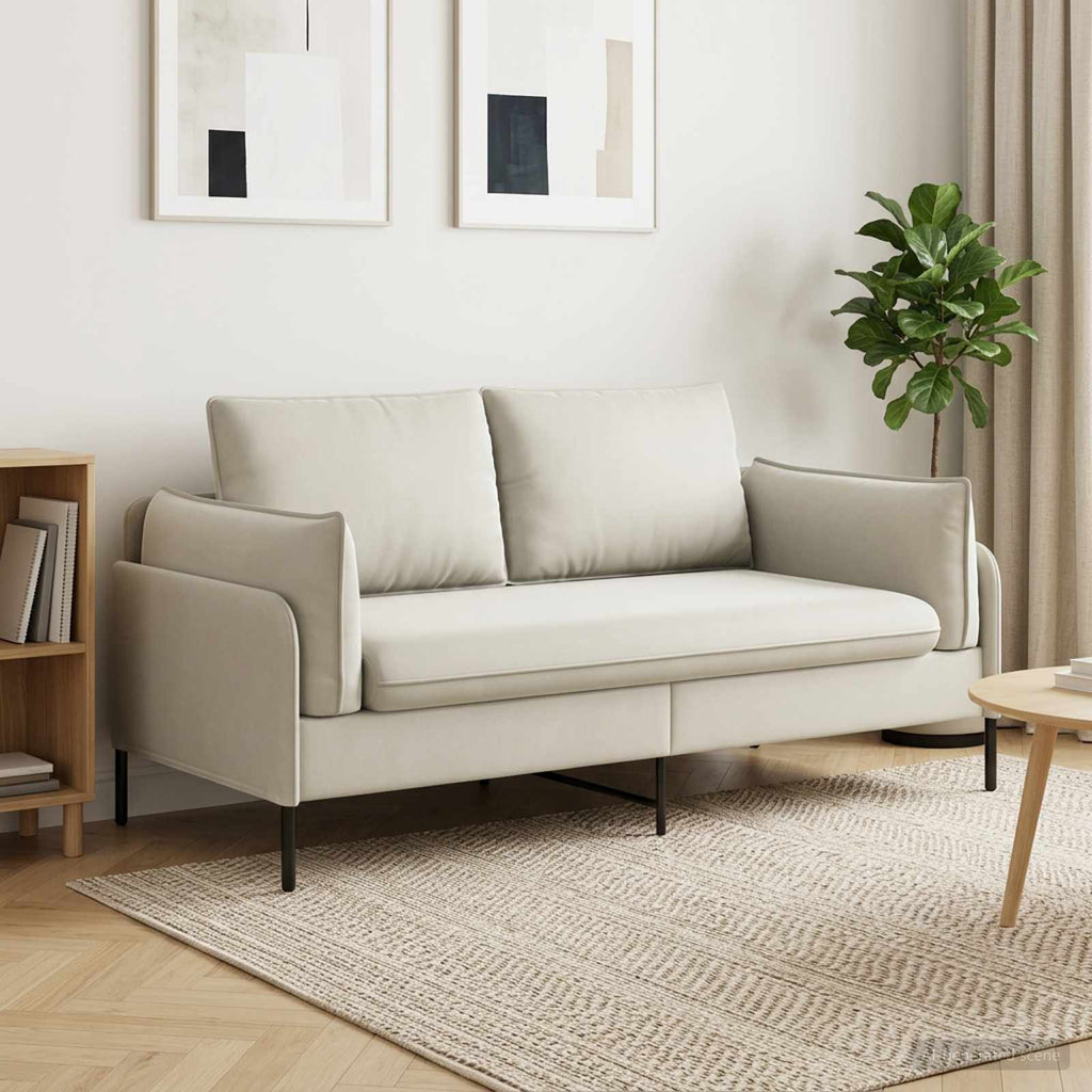 vidaXL Sofa dwuosobowa 2-osobowy kremowy 188 x 81 x 89 cm Welur