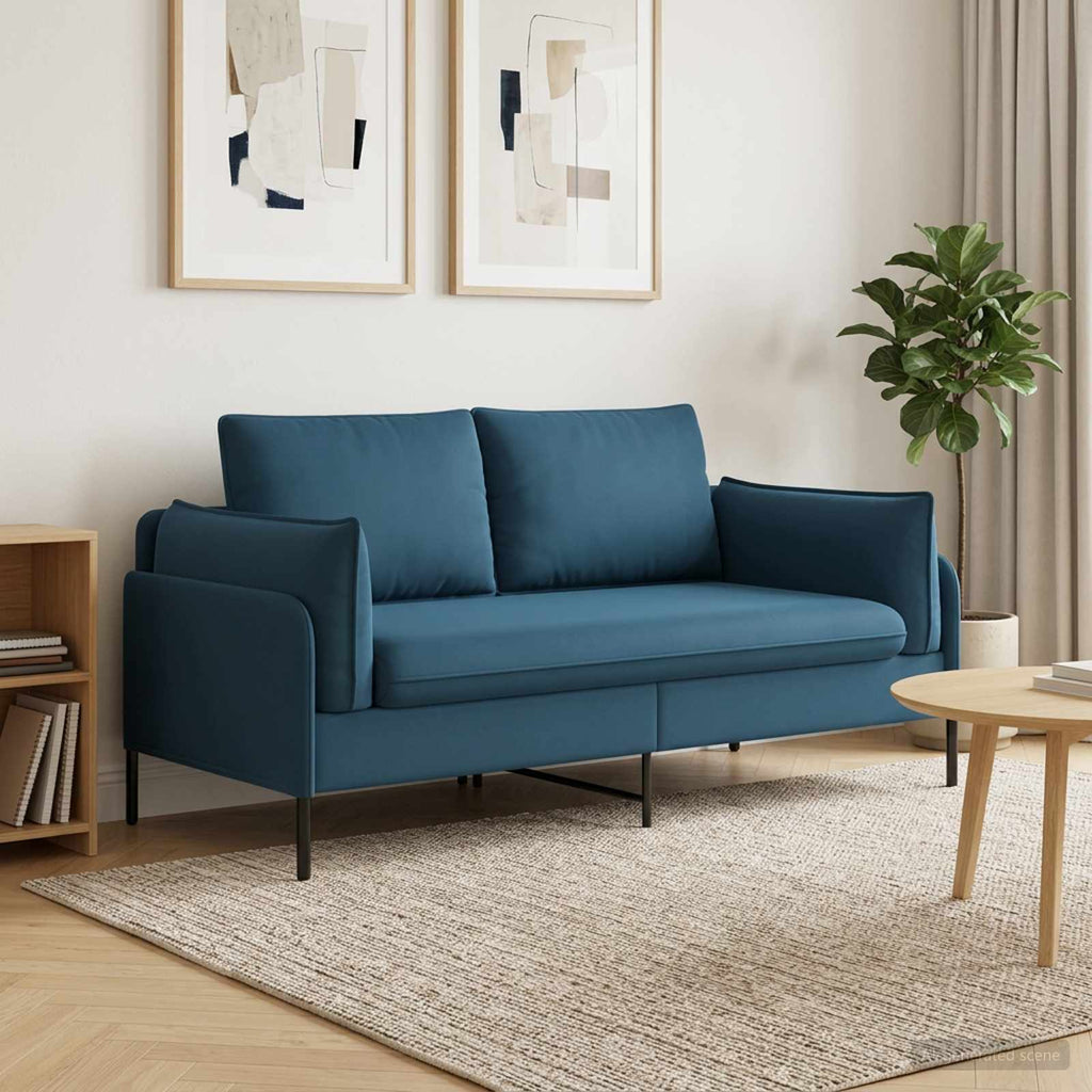 vidaXL Sofa dwuosobowa 2-osobowy niebieski 188 x 81 x 89 cm Welur