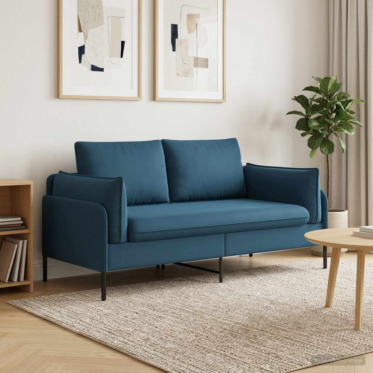 vidaXL Sofa dwuosobowa 2-osobowy niebieski 188 x 81 x 89 cm Welur