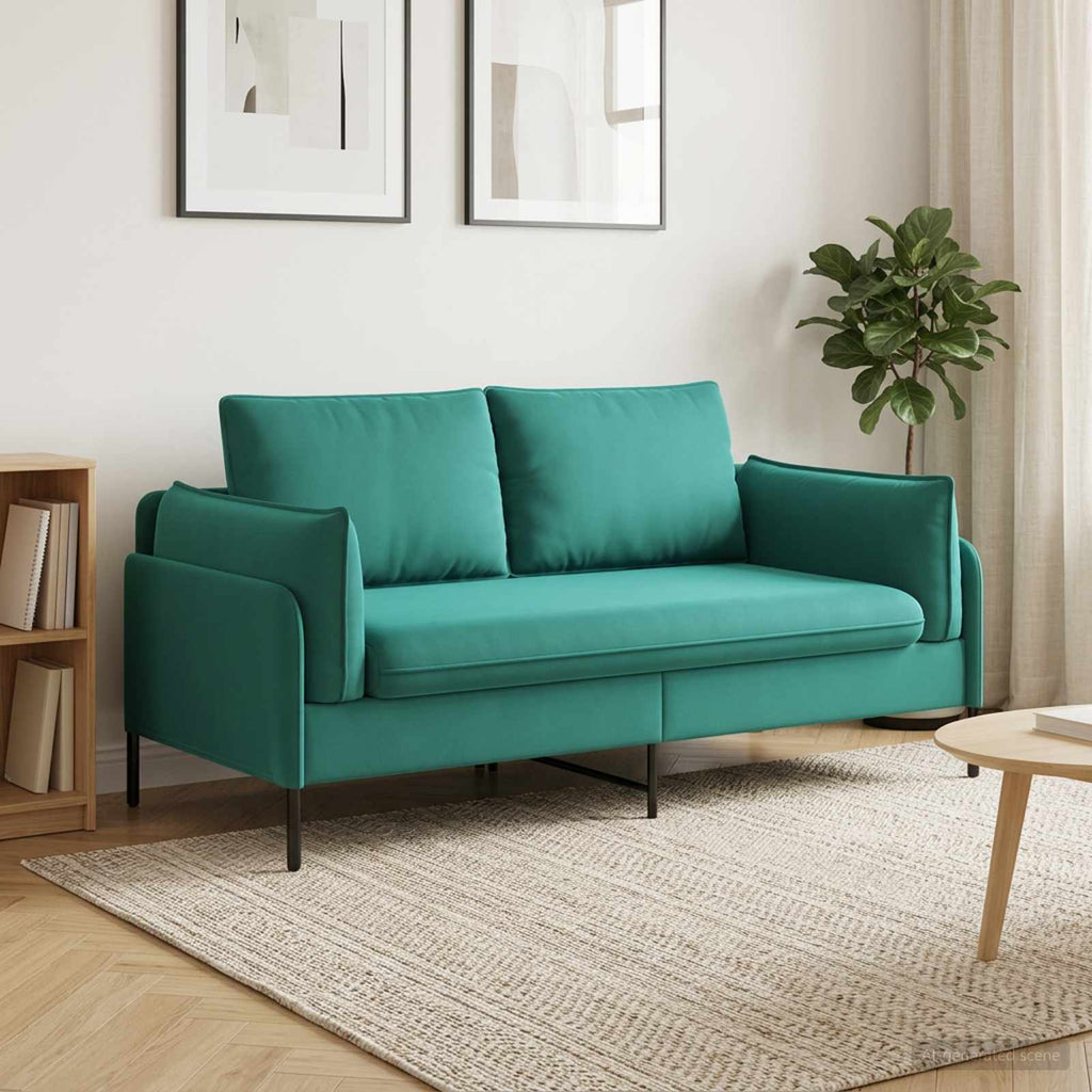 vidaXL Sofa dwuosobowa 2-osobowy Turkusowy 188 x 81 x 89 cm Welur