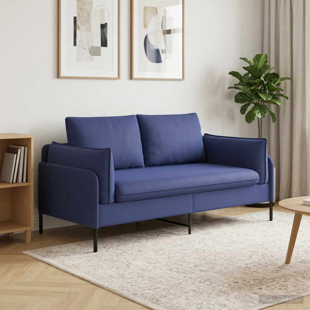 vidaXL Sofa dwuosobowa 2-osobowy Niebieski policyjny 188 x 81 x 89 cm