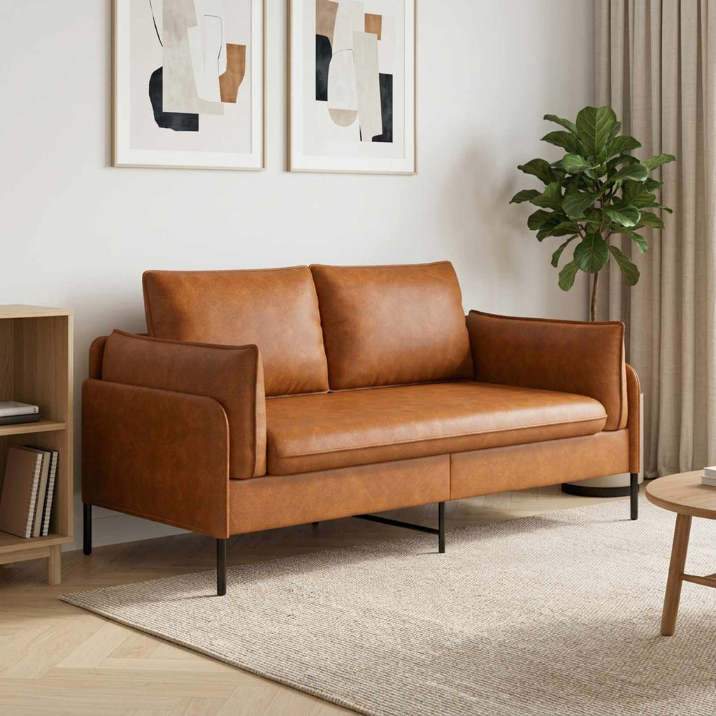 vidaXL Sofa dwuosobowa brązowy 188 x 81 x 89 cm Ekoskóra