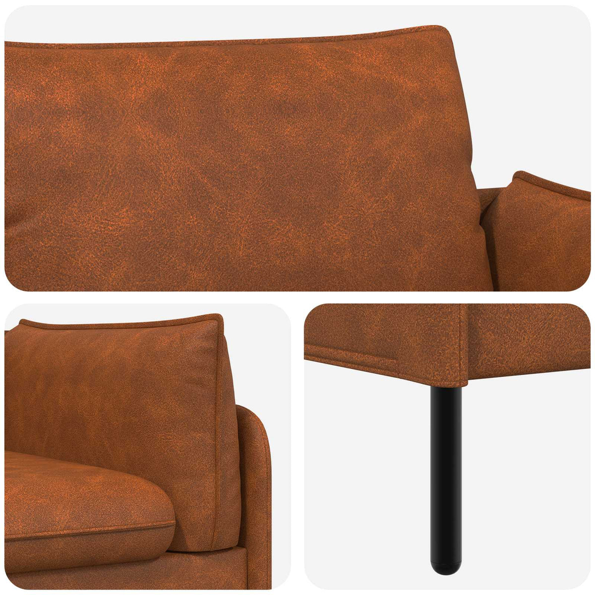 vidaXL Sofa dwuosobowa brązowy 188 x 81 x 89 cm Ekoskóra