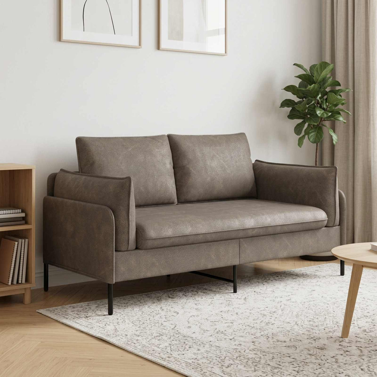 vidaXL Sofa dwuosobowa Szary 188 x 81 x 89 cm Ekoskóra
