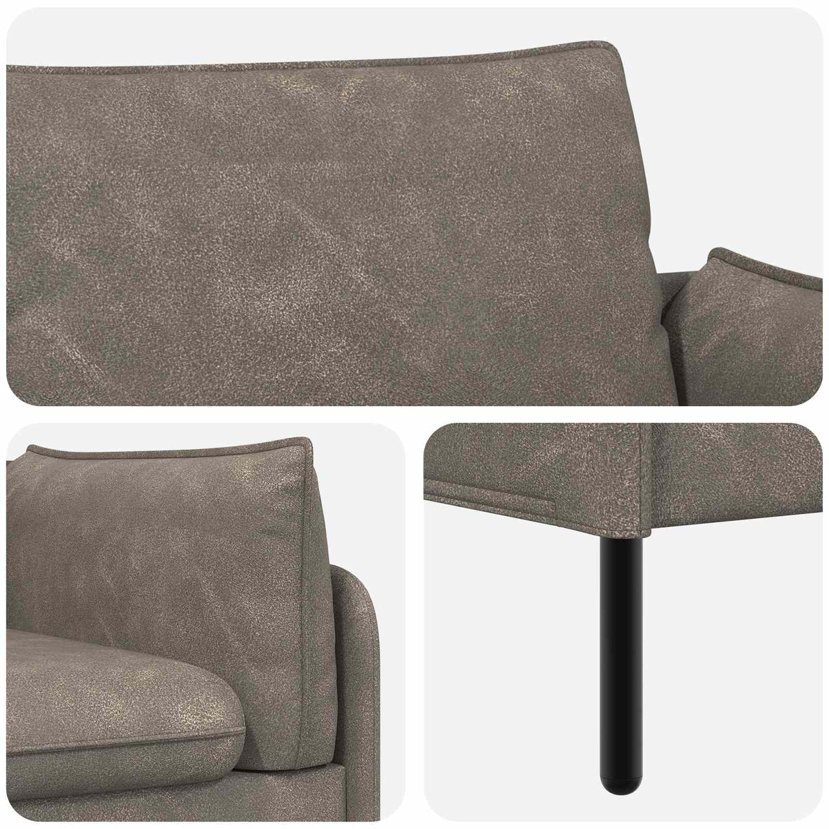 vidaXL Sofa dwuosobowa Szary 188 x 81 x 89 cm Ekoskóra