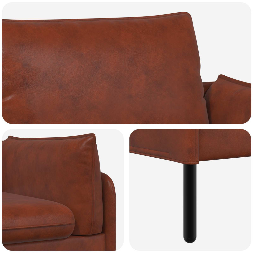 vidaXL Sofa dwuosobowa Błyszczący Brąz 188 x 81 x 89 cm Ekoskóra