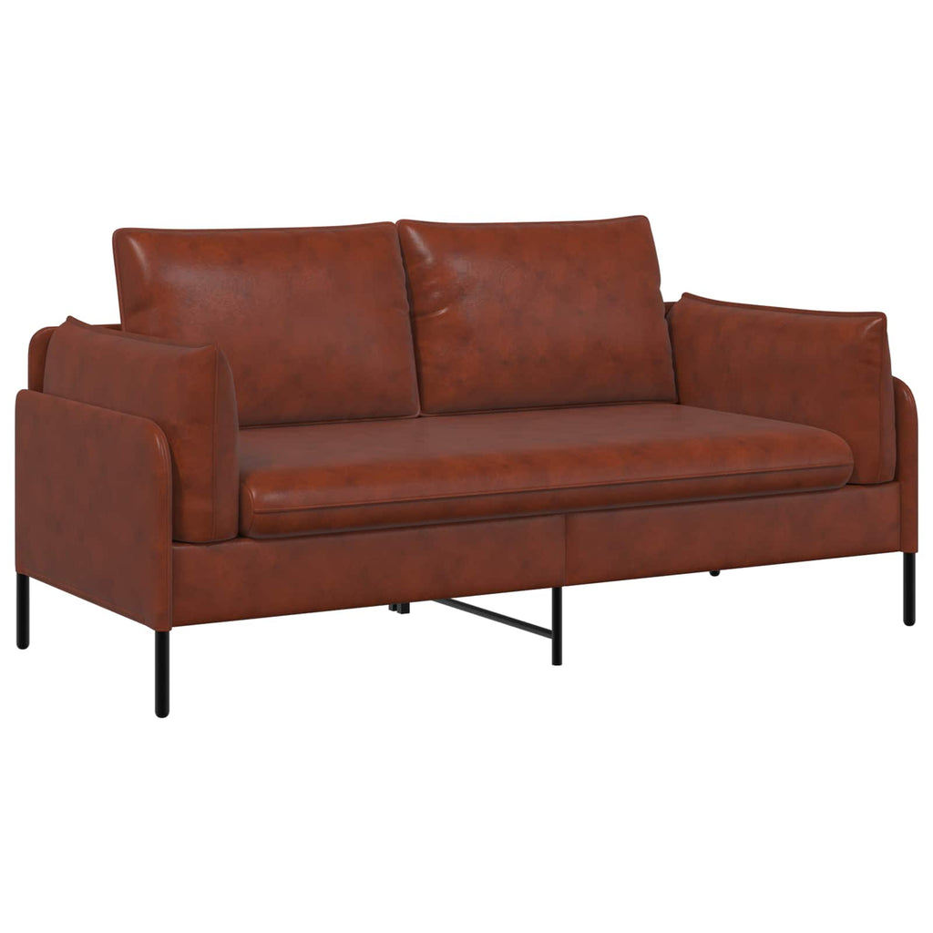 vidaXL Sofa dwuosobowa Błyszczący Brąz 188 x 81 x 89 cm Ekoskóra
