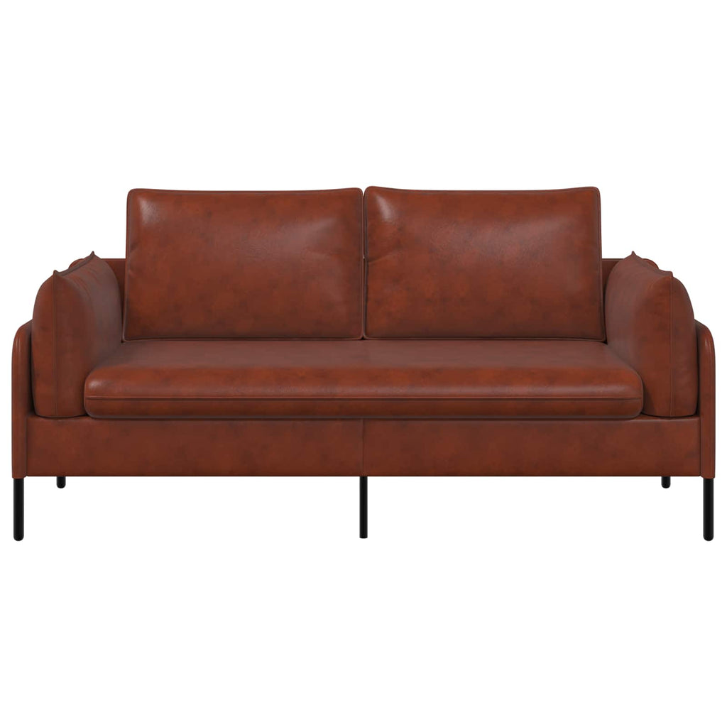 vidaXL Sofa dwuosobowa Błyszczący Brąz 188 x 81 x 89 cm Ekoskóra